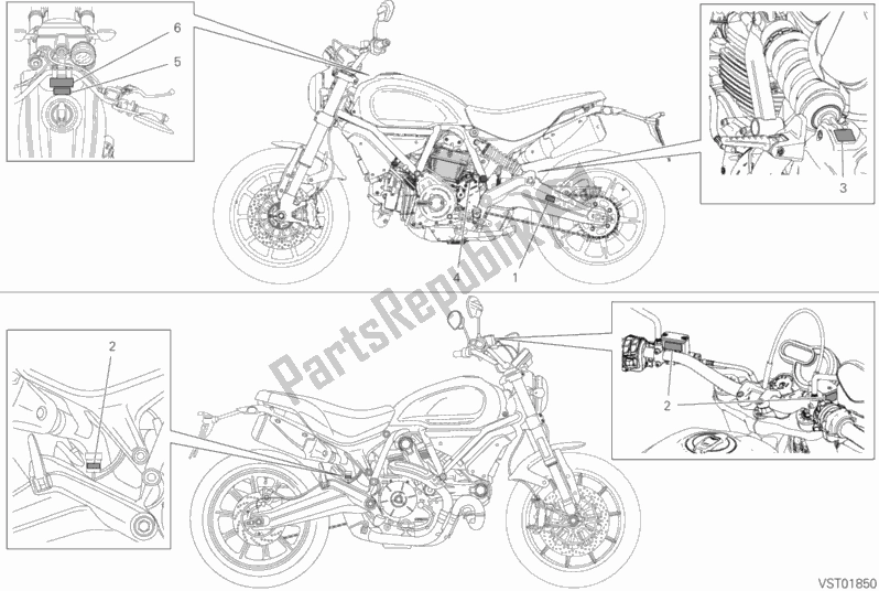 All parts for the Posizionamento Targhette of the Ducati Scrambler 1100 Sport 2018